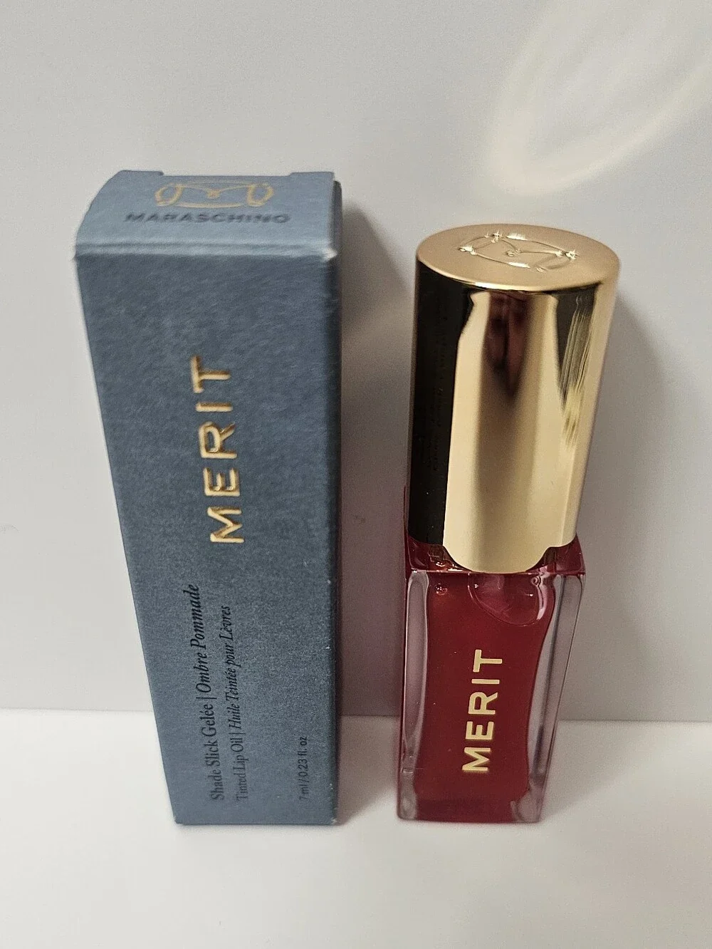MERIT Shade Slick Gelée Sheer Tinted Lip Oil Maraschino glossy red tint new NIB